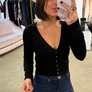 Cardigan mini  nero in viscosa fr