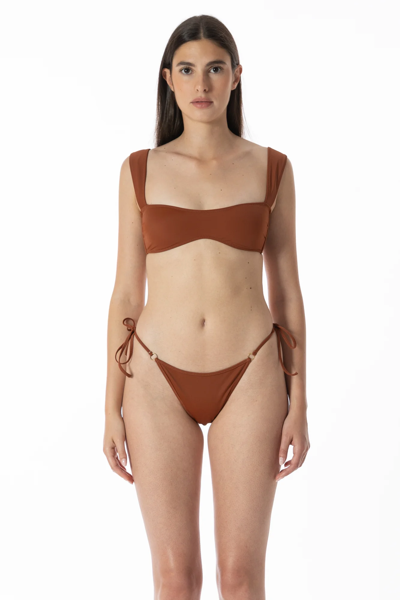 Afrodite – Slip Bikini Con Laccetti Regolabili Cacao - immagine 5