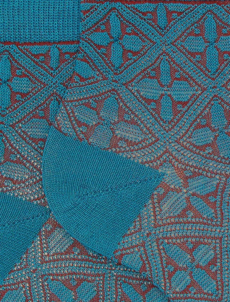 Calze cortissime donna cotone fantasia batik celeste - immagine 3