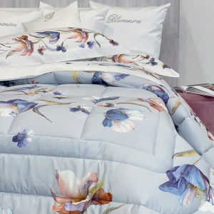 Trapunta piumone matrimoniale Blumarine art Fleurette blu