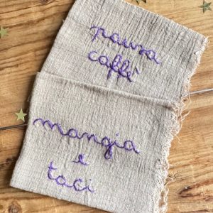 TOVAGLIOLI COLOR CAFFE’ RICAMATI A MANO