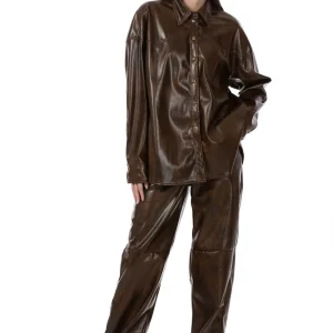 Urban Muse – Pantalone Effetto Pelle Vintage Brown