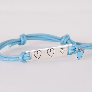 Braccialetto donna azzurro tag cuori