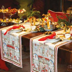 Vis a Vis - Runner christmas shopping puro lino Tessitura Toscana Telerie 45 x 170cm