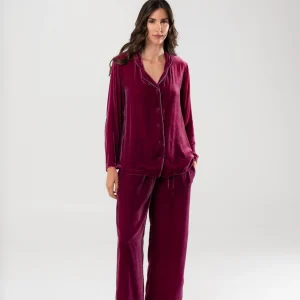Pantalone in Velluto di Seta Lampone
